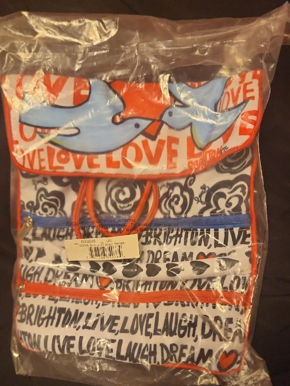 Brighton Red, Blue, White LOVE Graphic Roll Jewelry Pouch (Nwt)
